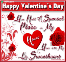 happy valentines day gifkaro you hold a special place in my heart you are my sweetheart occasion