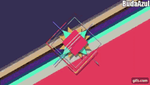 a colorful animated background with the word budaazul at the top