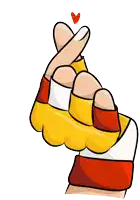 a cartoon drawing of a hand making a heart shape with its fingers
