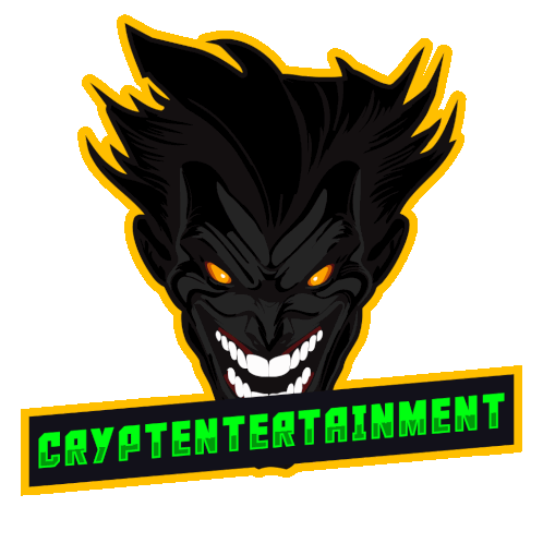 a logo for cryptentertainment shows a joker face