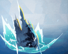a drawing of a shark in the water with a blue background