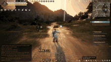 a screenshot of a video game shows a man walking down a road