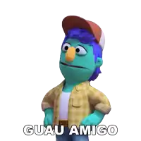 a cartoon character with the words guau amigo written on the bottom