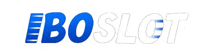 a blue and white logo for ebo slot on a white background