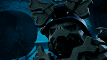a cartoon character with a skull and crossbones on their head