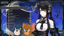 a screenshot of nerissa ravencroft shows a girl and a cat