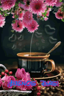 buenos dias cafe hora flower heart