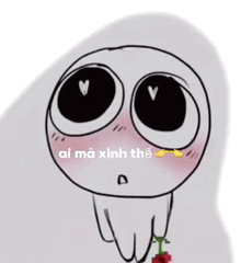 a drawing of a person holding a flower with the words ai ma xinh the written on it