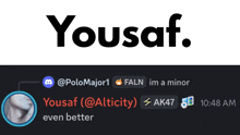 a screenshot of a discord chat with the name yousaf