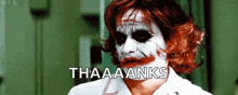a pixelated image of the joker with the words thaaaanks written below him