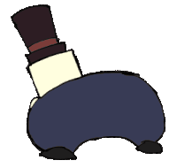 a cartoon character with a top hat and pants