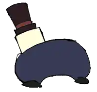 a cartoon character with a top hat and pants