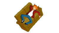 Sleeping On Couch Fry Sticker - Sleeping On Couch Fry Billy West Stickers
