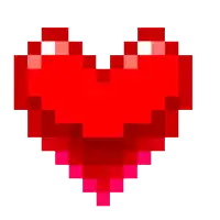 a pixel art of a red heart on a white background .