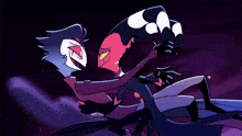 a couple of cartoon characters hugging each other