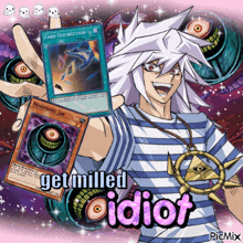 a person holding a card that says card destruction on it