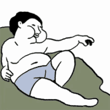 a cartoon of a man giving a thumbs up while laying on a bed .