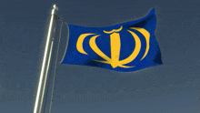 a blue and yellow flag with a crown on it