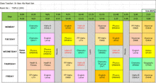 a schedule for a class teacher shows the time of each lesson
