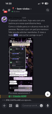 a screenshot of a conversation between a person and another person titled bem-vindos