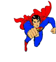 a drawing of superman with a red cape flying in the air