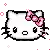 a pixel art illustration of a hello kitty with a pink bow on her head .