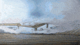 a drawing of a wooden deck with smoke coming out of the water