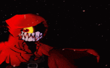 a red hooded figure with a yellow eye
