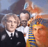 a painting of a priest a king and a man with a big head
