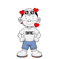 a cartoon character wearing a ding shirt and shorts