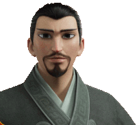 a man with a beard is wearing a gray robe with a pattern on the collar