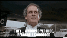 a man in a tuxedo says they whooped yer hide reaaall gooooood