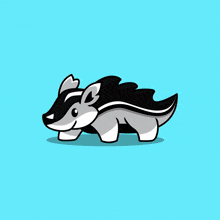 a cartoon drawing of a badger with its mouth open on a blue background