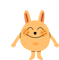 a cartoon drawing of a bunny with a smile on his face