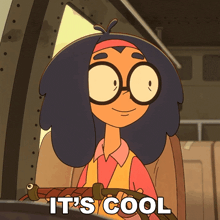 a cartoon character with glasses and the words it 's cool