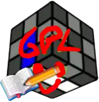 a rubik 's cube with a book and a pencil and the word gpl written on it