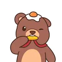 a brown teddy bear with an egg on its head is holding a gold medal