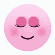 a pink smiley face with a pink heart in front of it .