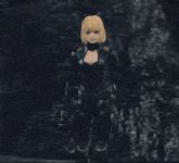 a female video game character with blonde hair and a plunging neckline