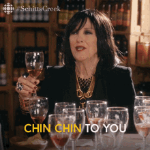 Chin Chin To You And Your Husband To Be Moira Rose GIF - Chin Chin To You And Your Husband To Be Moira Rose Moira GIFs