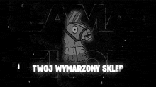 a black and white image of a llama and the words " twoj wymarzony sklep "