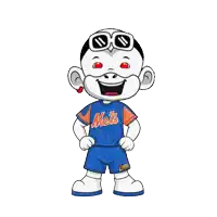 a cartoon character is wearing a mets jersey