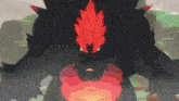 a cartoon character with red hair and spikes on its head
