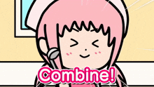 a cartoon of a girl holding a spoon and the words combine below her