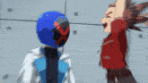 a cartoon character with a red x on his face