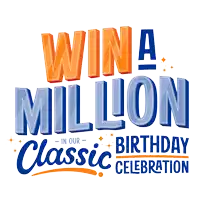 a sign that says win a million in our classic celebration