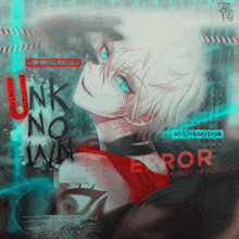 a drawing of a boy with the words " unk no win " written on it
