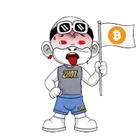 a cartoon character wearing a shirt that says ' zhot ' on it