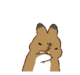 a cartoon rabbit is making a funny face with its mouth open and its ears up .