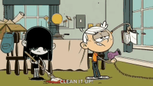 loud house post party mop blow dry mess